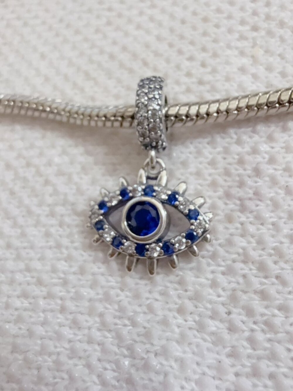 Blue Evil Eye Dangle Silver Charm For Pandora Bracelet Necklace